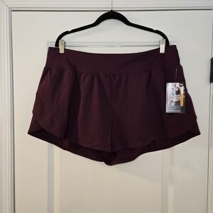 Avia Moisture Wicking Lined Compression Short With Rear Pocket Plum Size XXL